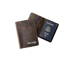 ADIBA OVERSEAS Dompet Paspor Kulit Asli Tempat Kartu Bisnis Desain Tipis RFID Aman Penutup Ritsleting Tombol