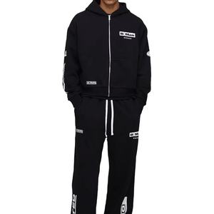 Venta caliente Sudadera y pantalones de chándal de color negro Sudadera con capucha de algodón 100% Sudaderas con capucha de gran tamaño Boxy Fit para hombres en Fratres Sports - Product Image 1