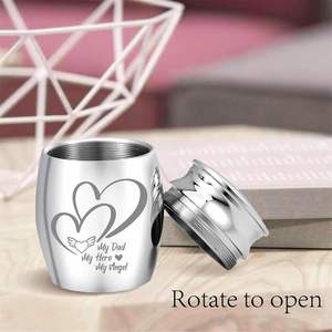 Custom-Size Mini Stainless Steel Cremation Urn Heart Engraving Modern Memorial <b>Keepsake</b> for Preserving Human <b>Ashes</b> for Funerals - Product Image 5