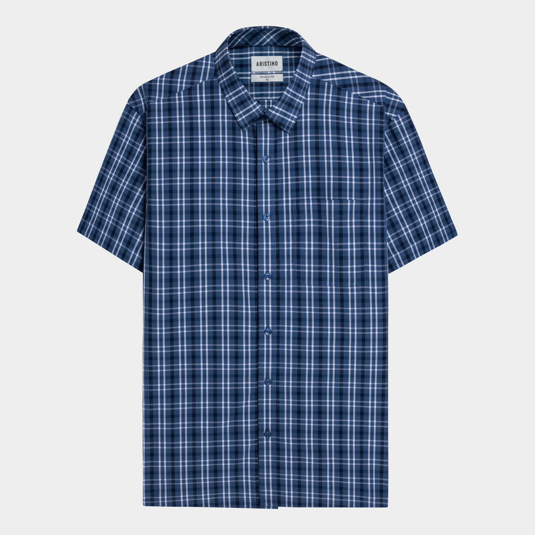 Blue striped with white