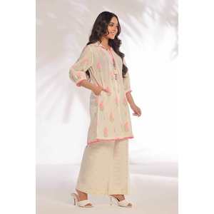 Conjunto de Traje para Mujer sin Costuras, Estampado Jacquard, Color Blanco Hueso - Product Image 5