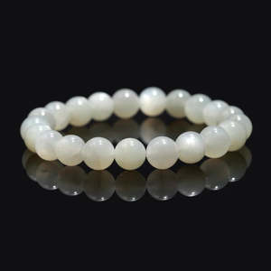 100% Natural 8 mm Smooth Round Beaded <b>Bracelet</b> 7 Inches Crystal <b>Bangle</b> Moonstone Jewelry - Product Image 1