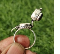Message secret Bague en onyx noir en argent sterling 925 Boîte cachée Bague d'amour Cadeau pour femme Bague en argent faite à la main