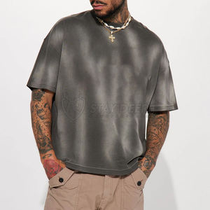 เสื้อยืดผู้ชายผ้าฝ้ายพิมพ์ลายตามสั่ง สีซีดจาง คุณภาพสูง เหมาะสำหรับการพิมพ์ OEM/ODM - Product Image 1