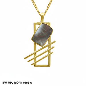 Collar con Colgante Geométrico de Nácar Hecho a Mano, Chapado en Oro, Joyería Art Deco para Mujer, Regalo para Ella - Product Image 4