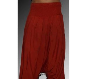 กางเกงฮาเร็มผ้าย้อมสีพื้นทรงหลวมลำลองมีจีบและมีแถบเอวยางยืดสูงทั้งผู้ชายและผู้หญิงขนาด - Product Image 1