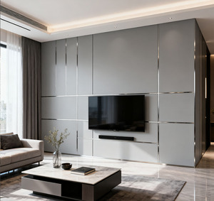 18 mét thiết kế hiện đại Acrylic melamine phải đối mặt với MDF Board 1220*2440 mét Kích thước cho TV khán đài Tủ Sách E1 formaldehyde tiêu chuẩn khí thải - Product Image 1