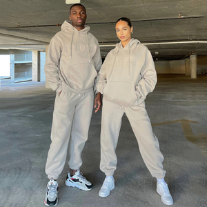 Logo personnalisé surdimensionné coupe lourde unisexe Gym Jogging survêtement pantalon de survêtement en éponge français et sweat à capuche ensemble 2 pièces - Product Image 6