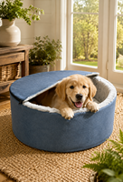 Lit pour chat luxueux et moelleux, écologique, antidérapant, couvert, lavable, nid douillet pour animaux de compagnie, pour chats d'intérieur, petit carton