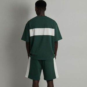 Conjunto de 2 piezas de camiseta y pantalones cortos de verano de primera calidad para hombre, talla grande, oversize, 100% algodón, 2 colores, corte holgado. - Product Image 3