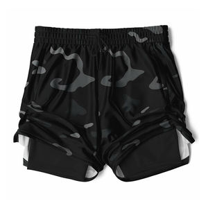 Black Color Men 2 in 1 Lined Gym Workout Sports <b>Zip</b> <b>Pocket</b> <b>Shorts</b> Men's Jogging <b>Shorts</b> New Arrival Jogger Jogging <b>Shorts</b> - Product Image 4