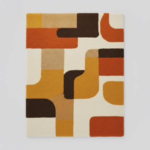 Tapis géométrique rétro touffeté - Tapis moderne du milieu du siècle pour chambre à coucher, salle à manger, chambre d'amis - Décoration moderne pour la maison - Product Image 1