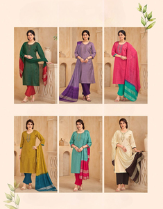 Ropa de fiesta tejida a mano de Salwar Kameez con bordado vertical para indios y paquistaníes telas surtidas con bordado intrincado - Product Image 3