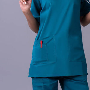 Ensemble d'uniformes d'hôpital extensibles de nom personnalisé de haute qualité/costume de gommage de cou en V d'uniforme médical/gommages d'allaitement pour les femmes - Product Image 3