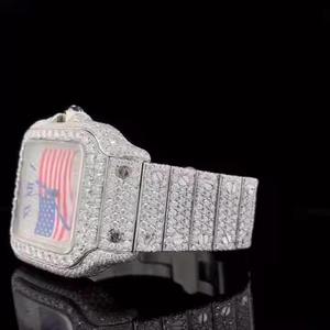 Reloj de Pulsera de Cuero con Diamantes de Moissanita Analógicos de Lujo para Hombre, 20 mm de Ancho, Forma Cuadrada de Alta Calidad, Nuevo Modelo - Product Image 2