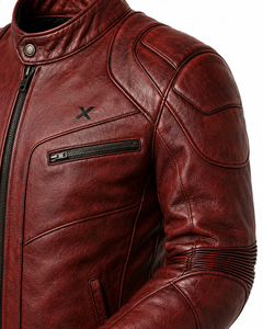 Veste de moto en cuir avec protection des épaules et des coudes |   Noir Bourgogne Vert |   Fabricant OEM ODM |   Qualité de conception haut de gamme | - Product Image 3