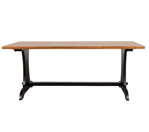 Old Farmhouse Style Rustic Chic Modern Edges Solid Mango Wooden Duel Tone Black & Natural Home Kitchen Restaurant <b>Dining</b> <b>Table</b> - Product Image 2