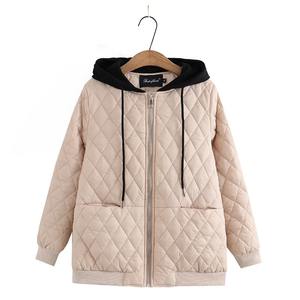 Automne hiver manteau femmes coton rembourré veste nouveau contraste à capuche à manches longues grande taille mince coton vêtements vêtements d'extérieur pour femmes - Product Image 1