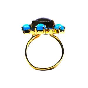925 Sterling Silver Classic Style Ring Gold Plated with Kyanite Turquoise Labradorite <b>Stones</b> - Product Image 5