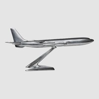 Modèle d'avion Boeing en aluminium poli, design Art Déco, décoration d'intérieur, présentoir de bureau pour les passionnés d'aviation