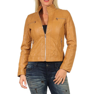 Chaqueta de motorista de cuero para mujer, cuello alto, manga larga, cierre de cremallera, Etiqueta Privada, chaquetas y abrigos de la mejor calidad - Product Image 3