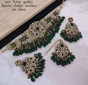 สร้อยคอหินสี่เหลี่ยมแบบสั้นพร้อมชุดต่างหูสำหรับผู้หญิงคุณภาพเยี่ยมจากอินเดียแท้คุณภาพดีเยี่ยม - Product Image 2