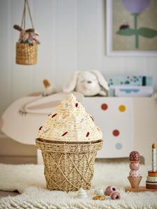 Handmade <b>wicker</b> ice cream <b>basket</b>, natural seagrass <b>storage</b> bin, cute decorative container. - Product Image 3