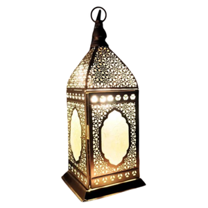 Farol Vintage de Latón de Alta Calidad con Relieve, Vidrio y Acabado Pulido para Decoración de Mesa, Farol Árabe para Decoración - Product Image 4