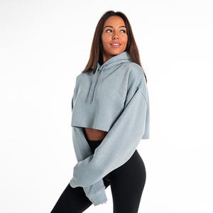 Sudadera con capucha de algodón 100% de gran tamaño para mujer con diseño estampado, ropa de calle pesada con hombros caídos, sudaderas informales de alta calidad - Product Image 2