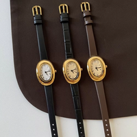Jam Tangan Gelang Fashion Oval Quartz Mewah Kelas Atas Dial Kecil Niche Light Kulit Paduan Kristal Penunjuk Angka Romawi