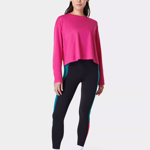 T-shirts à manches longues pour femmes personnalisés, écologiques, 100% coton, couleur unie, décontractés, anti-froissement, séchage rapide, haute qualité, été - Product Image 4