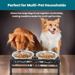 Cuencos elevados para perros y gatos, comedero lento, cuencos elevados, 5 alturas, ajustables, respetuosos con el medio ambiente, antideslizantes, impermeables, de acero inoxidable - Product Image 3