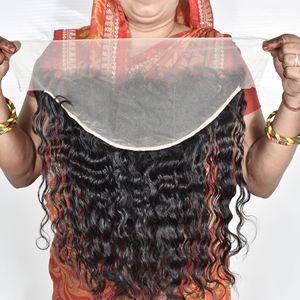 Bon produit Cheveux humains de temple indien d'apparence naturelle bouclés à l'avant doux et soyeux vendeur de machine à double trame Extensions non transformées - Product Image 1