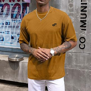 T-shirt ample surdimensionné à manches courtes pour hommes, couleur unie, design de logo personnalisé, T-shirts surdimensionnés pour hommes, nouveauté - Product Image 3