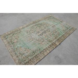 พรมขนาด 4.3x7.5 ฟุต, พรมตุรกีโบราณ, พรมลายดอกไม้สีเขียว - Product Image 3
