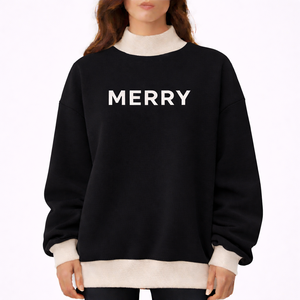 Sweat-shirt à col montant oversize minimaliste pour femme, coupe décontractée, doux, décontracté, pour l'hiver, pull-over avec badge pailleté - Product Image 3