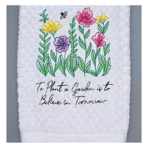 Serviette accrocheuse de cuisine décorative en coton organique 100% lavable pour l'extérieur brodé de fleurs autochtones pour le restaurant de fête de mariage - Product Image 5