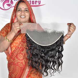 Producto 100% Original, Cabello Humano Natural de Templo Indio, Frontal Ondulado, Sin Procesar, Cutícula Virgen Alineada, Precio al por Mayor - Product Image 1