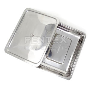 Boîte de stérilisation médicale vétérinaire dentaire en acier inoxydable, organisateur d'instruments, plateau de rangement avec couvercle et bouton - 10L x 8W x 2H - Product Image 1