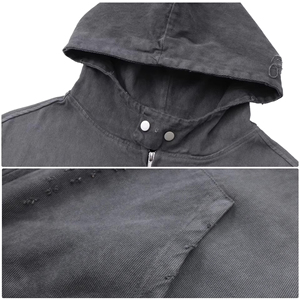 Fabricant unisexe surdimensionné Vintage Sun Fade fermeture éclair sweat à capuche personnalisé hommes en détresse recadrée acide délavé sweats à capuche zippés - Product Image 5