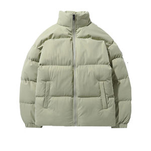 Chaqueta acolchada de invierno para hombre, acolchada sostenible de color sólido para exteriores con cuello levantado y decoración de patrón a prueba de viento - Product Image 6