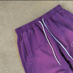 100% pantalones de chándal de algodón de alta calidad con dobladillo de felpa francesa para hombres bordado personalizado y Jogger de diamantes de imitación lavado ácido desteñido por el sol - Product Image 4