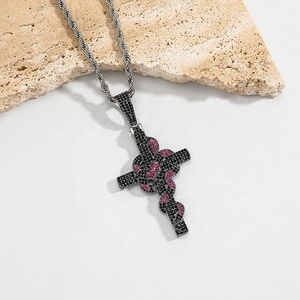 Luxe Brillant Serpent Enroulement Croix Conception Pendentif Collier Glacé Paillettes Zircon Serpent Charme Bijoux De Noël Halloween Cadeau - Product Image 6