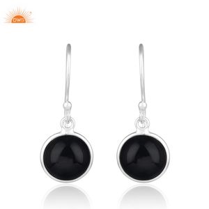Best Selling Sterling Silver Natural Round Shape <b>Black</b> Onyx Gemstone Dangle <b>Earring</b> Custom Jewelry <b>for</b> <b>Women</b> Gift <b>for</b> Her - Product Image 1