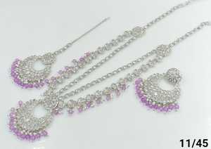 DERNIÈRE ANTIQUE À LA MODE PLAQUÉ ARGENT NON COUPÉ AD FANCY LONG COLLIER AVEC ENSEMBLE DE BOUCLES D'OREILLES MANGTIKKA ET ENSEMBLE DE BIJOUX POUR LES FEMMES - Product Image 2