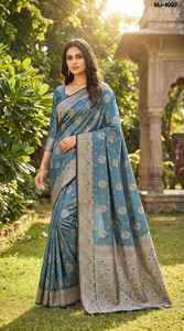 ชุดส่าหรีผ้าไหมซาตินพรีเมียมสไตล์อินเดีย พร้อมขอบงานทอและลายพาลลูที่หรูหรา เหมาะสำหรับงานแต่งงานและเทศกาลต่างๆ - Product Image 4