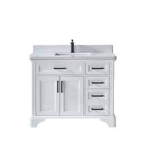 White Shaker Doors Freestanding Double Doors Custom Made Cabinet Single Sink Bathroom Vanity