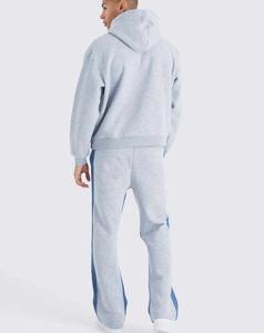 Streetwear personnalisé 100% coton pour hommes survêtement respirant à capuche surdimensionné épaules tombantes pantalon empilé jogging d'hiver deux pièces - Product Image 6