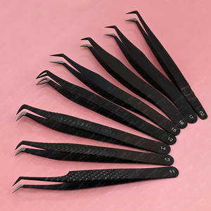 Pinzas de extensión de pestañas japonesas de acero inoxidable 45 90 grados de volumen, juego de pinzas antideslizantes Classis Fine X Fiber Tip Lash Tweezer - Product Image 2