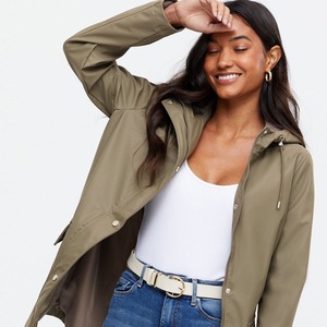 <b>Top</b> Quality OEM Service Whole Sale New Arrival Brown Dyed Rain Jacket Custom Pockets Rain Jacket Hooded Rain Jackets Drawstring - Product Image 4